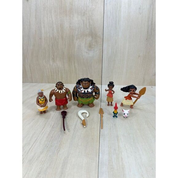 Disney Other - Disney Moana Complete Lot Of 7 Family Action Pack Figures w/ Accessories